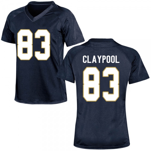 Chase Claypool Notre Dame Fighting Irish NCAA Women's #83 Navy Blue Game College Stitched Football Jersey HVM1755YO